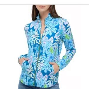 Lilly Pulitzer Leona UPS 50+ zip up in McCaw blue tall me about it